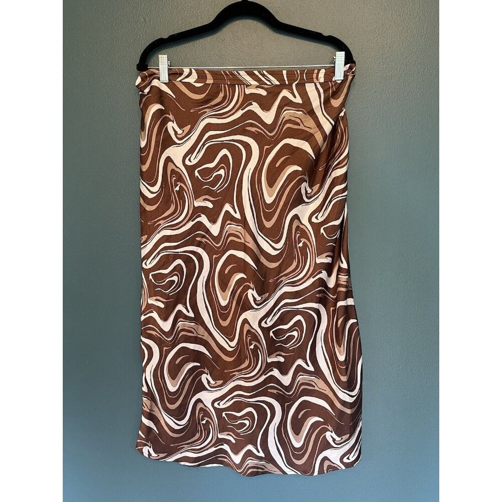 Hollister Co. Midi Brown Swirl Slip skirt Size XL